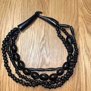 Black 4 Strand Statement Necklace